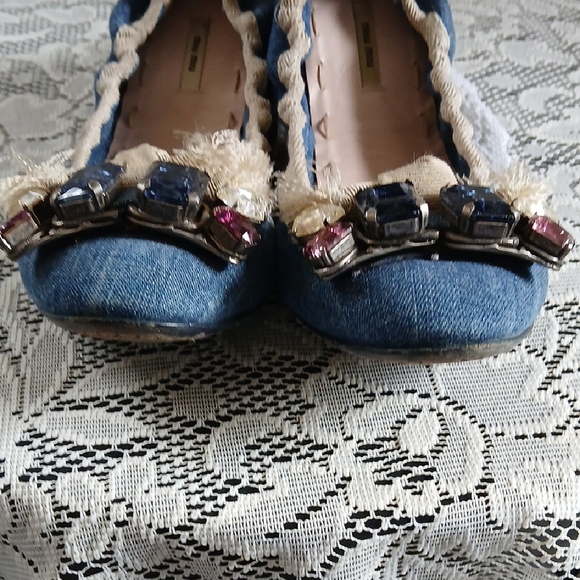 Miu Miu Blue Flats Elegant Loafers - Picture 4 of 5